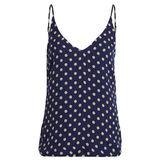 L'AGENCE Gabriella Printed Silk Camisole Sz Small Navy Blue Gold Sleeveless Top - Picture 1 of 16